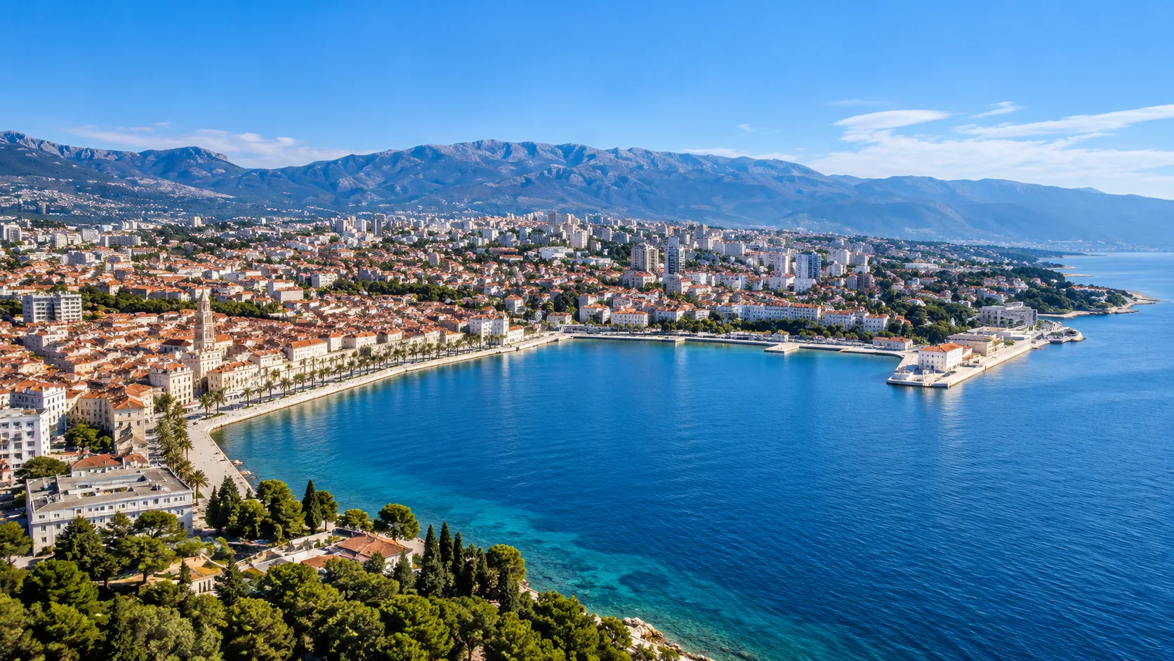 Panoramic view of Split and the Adriatic coast