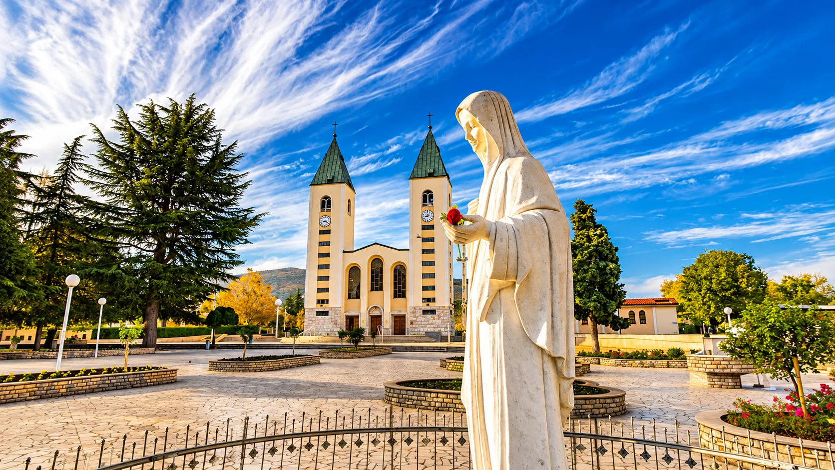Church of Saint James and statue of Our Lady in Medjugorje