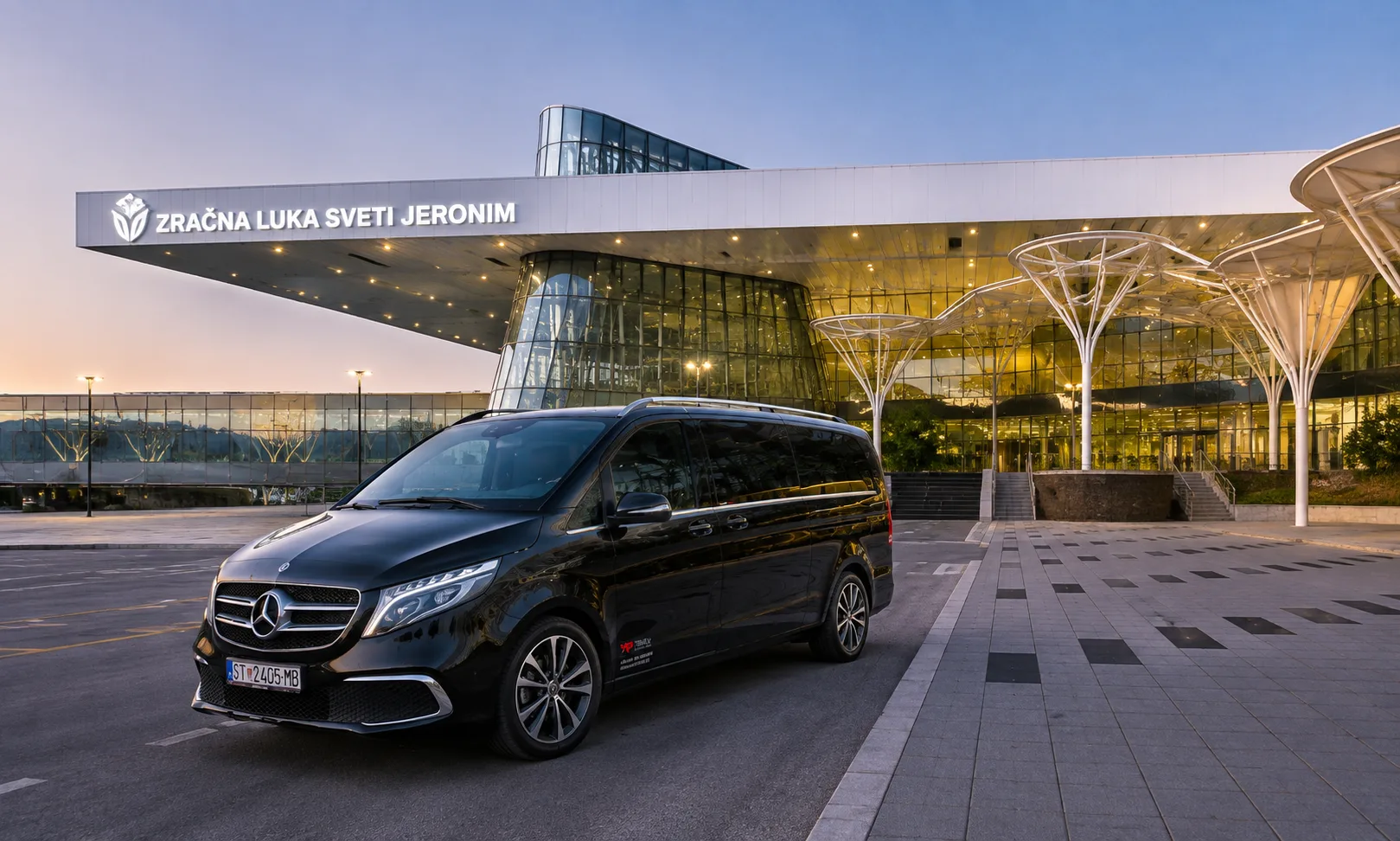 Private Transfer from Medjugorje to Split Airport Mercedes-Benz van at Split Airport for private transfer from Medjugorje