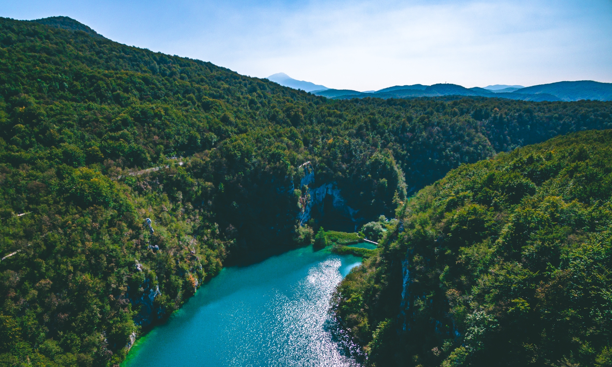 Plitvice Lakes National Park panorama Panoramic view of Plitvice Lakes National Park